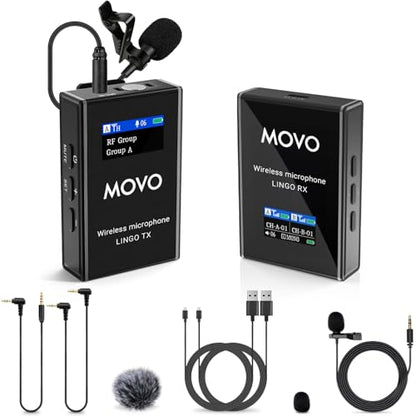 Movo Lingo 48-Channel UHF Wireless Microphone System for Camera - Wireless Camera Mic Compatible with Canon EOS, Nikon, and Sony DSLR Cameras - for Filmmaking, Vlogging, Interviews, Content Creation - style: 1 Transmitter
