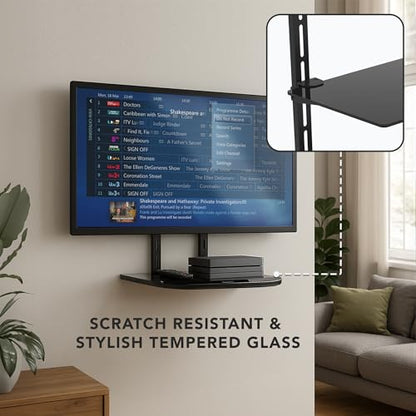 Mount-It TV Wall Mount Shelf Bracket Under TV for Cable Box, DVD Player, Stereo AV Components Shelf,Black - size: Single