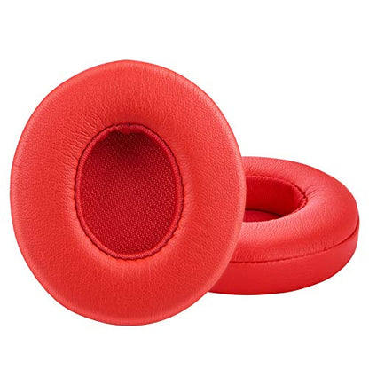 Professional Replacement Ear Pads for Beats Solo 2 & Solo 3 Wireless On-Ear Headphone/Soft Protein Leather/Noise Isolation Memory Foam/Strong Adhesive Tape/Cloud Like Comfort/Extra Durable - color: Red