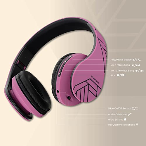 PowerLocus Bluetooth Over-Ear Headphones, Wireless Stereo Foldable Headphones Wireless and Wired Headsets with Built-in Mic, Micro SD/TF, FM for iPhone/Samsung/iPad/PC (Purple) - color: Purple