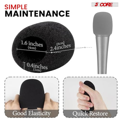 5 Core Microphone Covers Foam Mic Windscreen for Most Standard Handheld Microphone - PARENT SPONGE (1 Pack)
