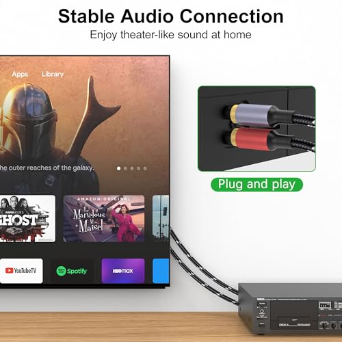 3.5mm to RCA, Dual 1/4 TS to Dual RCA Cable, 2-in-1 Audio Cable, Gold-Plated HiFi Sound Headphone Jack Auxiliary Cord 1/8 Dual 6.35mm Adapter Stereo Y Splitter for Phone Speaker MP3 Tablet HDTV 6.6FT - size: 6.6FT