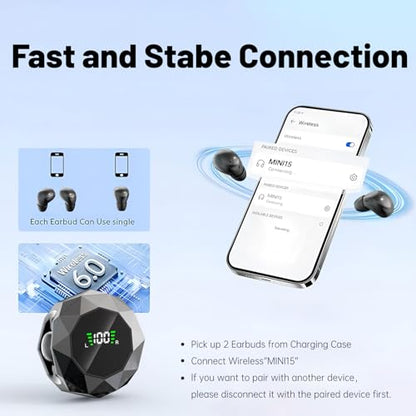 Smallest Invisible Mini Earbuds Wireless Bluetooth Headset, Low Profile Micro Tiny Discreet Hidden Earbudsfor Work, Small Headphones, Invisible Sleep Earphones for Small Ear Canals (Khaki) - color: Khaki