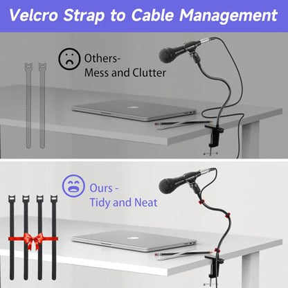 Podium Microphone Holder & Mic Holder -13.78" Flexible Gooseneck Desktop Mic Stands Holder for Lectern Podium Podcast Meetings Lectures Pulpit Streaming Gaming Studio - style: Clamp Desk Mic Holder