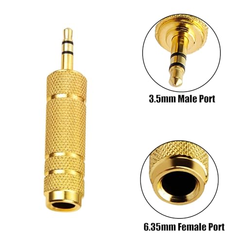6pcs Audio Jack Adapter 6.35mm (1/4 inch) Female to 3.5mm (1/8 inch) Male Auxiliary Audio Adapter Audio Stereo Adapter Converter for Headphone Microphone - size: 6pcs 6.35F to 3.5M