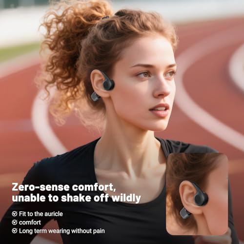 Bluetooth 6.0 Bone Conduction Headphones: Open-Ear Ergonomic Sports Headphones with IPX5 Waterproof, 10-Hour Battery Life - Sweatproof Wireless Earphones for Running, Fitness, Swimming & Training