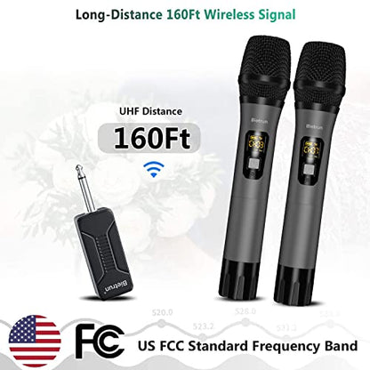 Bietrun UHF Wireless Microphone with 1/4'' Plug Rechargeable Receiver - color: Grey