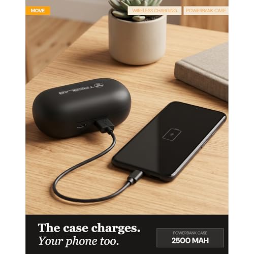 TREBLAB X4 Over the Ear Earbuds Wireless Bluetooth, 11H, IPX5 | Bluetooth Headphones Waterproof IPX5, 2500mAh Powerbank Case, Gaming Mode 60ms, ENC Mic, Sport Hook Fit