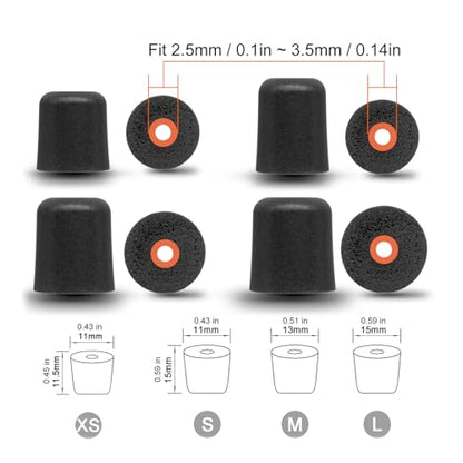 Klowcok Replacement Eartips for Westone/Etymotic/Plugfones/ISOtunes, Medium | Foam Earbuds Tips Compatible with ISOtunes PRO/Xtra/Sport Advance BT/Wired/PRO Aware, Comfort Fit, 3 Pairs, Black - size: Medium