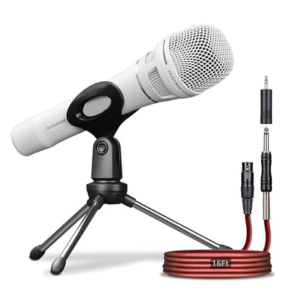Professional Vocal Microphone for Singing, XLR Dynamic Wired Mic - color: A-White