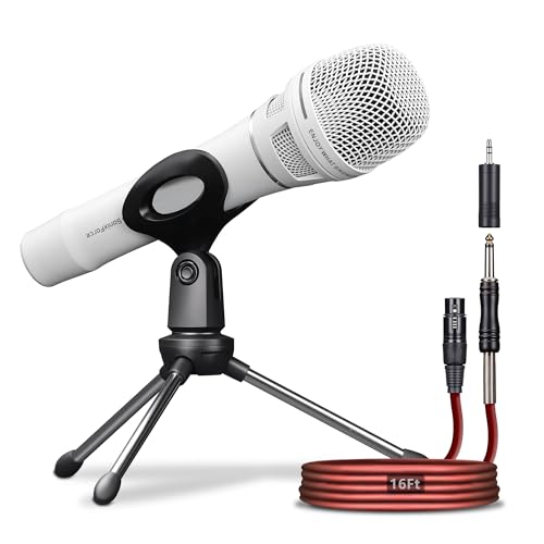 Professional Vocal Microphone for Singing, XLR Dynamic Wired Mic - color: A-White