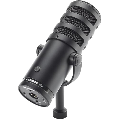 SAMSON Q9U XLR/USB Dynamic Broadcast and Podcasting Microphone Bundled with 20ft XLR Cable + Pop Filter + Microphone Arm + Microfiber Cleaning Cloth (5 Items)