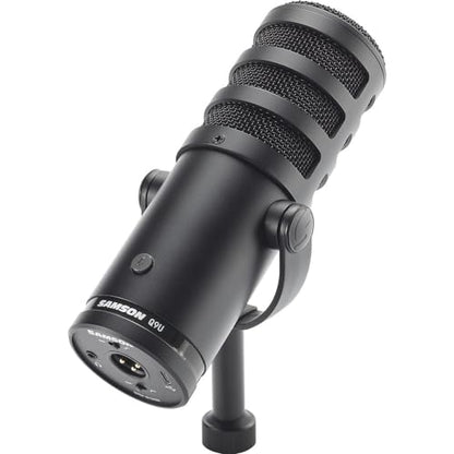 SAMSON Q9U XLR/USB Dynamic Broadcast and Podcasting Microphone Bundled with 20ft XLR Cable + Pop Filter + Microphone Arm + Microfiber Cleaning Cloth (5 Items)