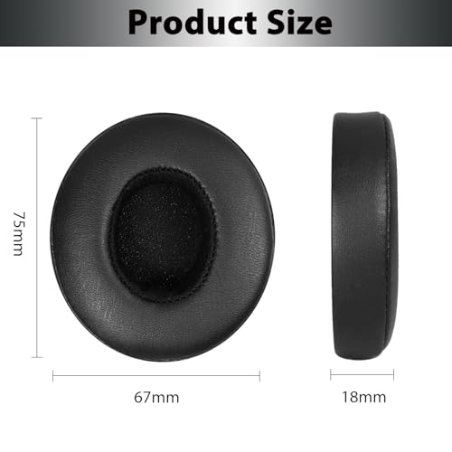 Solo3 Earpads Replacement, Ear Pads Cushions Compatible with Beats Solo 2 & Solo 3 Wireless On-Ear Headphones, Solo2 Solo3 Earpads with Soft Memory Foam & Protein Leather(Black) - color: Black