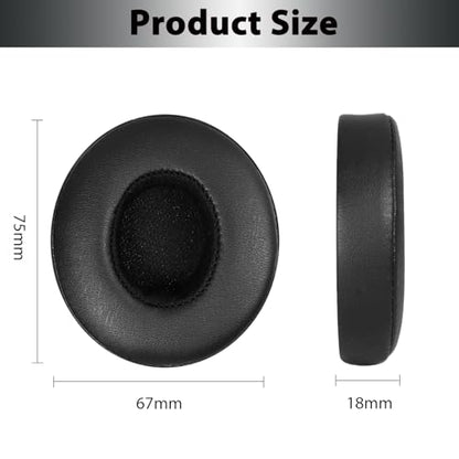 Solo3 Earpads Replacement, Ear Pads Cushions Compatible with Beats Solo 2 & Solo 3 Wireless On-Ear Headphones, Solo2 Solo3 Earpads with Soft Memory Foam & Protein Leather(Black) - color: Black