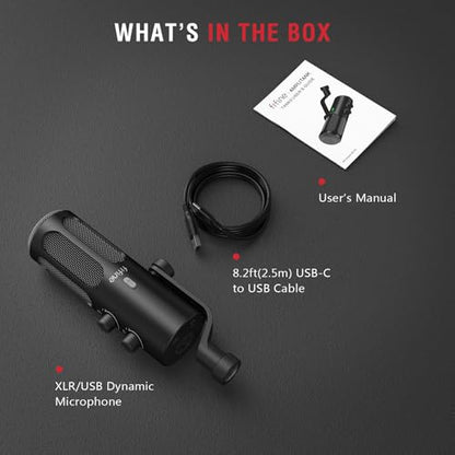 FIFINE AmpliTank Tank3 XLR/USB Podcast Dynamic Microphone for Streaming | Studio PC Streamer Mic, All Metal Built, with Mute Button, Headphone Jack, Volume Knob, for Vocal Voice Over Music Recording