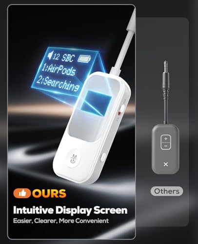 Nulaxy BR08 2-in-1 Bluetooth Transmitter Receiver with Screen & NX16 54W [PD 36W & QC3.0 18W] Bluetooth 5.3 Car Adapter