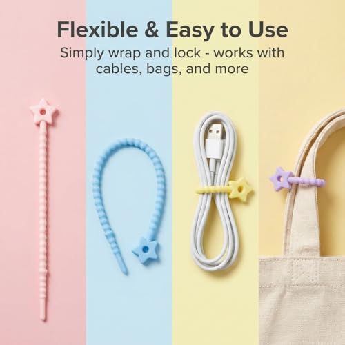 15Pcs Star Silicone Zip Ties, Reusable Self-Locking Straps - color: 15pcs- Star Cable Ties