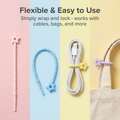 15Pcs Star Silicone Zip Ties, Reusable Self-Locking Straps - color: 15pcs- Star Cable Ties