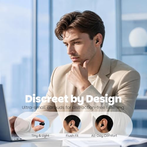 Yihou Small Mini Invisible Earbuds Wireless Bluetooth Hidden Headphones Discreet Tiny Earbuds for Work Smallest Low Profile Micro Sleep Earbud Invisible Ear Buds for Small Ear Canals Sleeping - color: Beige