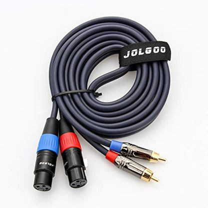 JOLGOO Dual XLR to RCA Cable, Dual XLR Female to Dual RCA Male Cable, 2 XLR Female to 2 RCA Male HiFi Audio Cable, 4N OFC Wire, for Amplifier Mixer Microphone, 6.6 Feet - size: 6.6 Feet, style: Dual XLR Female to Dual RCA Male
