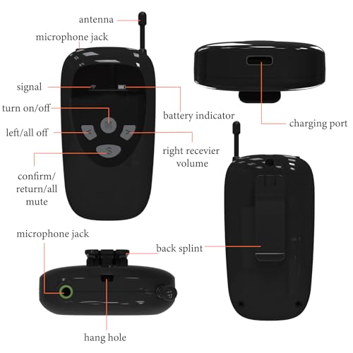 Wireless Tour Guide System, 2 Transmitters 10 Receivers | Tour Guide Headsets, 10-Slot Charge Base, Tour Guide Microphone and Speaker, For Tours Museum Factory School