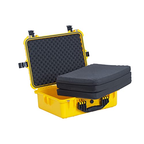 MEIJIA All Weather IP67 Waterproof Hard Camera Case,Hard Protective Case,Hard Case with Customizable Foam,Fit Use of Drones,Camera,Equipments,Pistols(Yellow,19.78x15.77x7.41inches) - color: Yellow, size: 19.78x15.77x7.41inches
