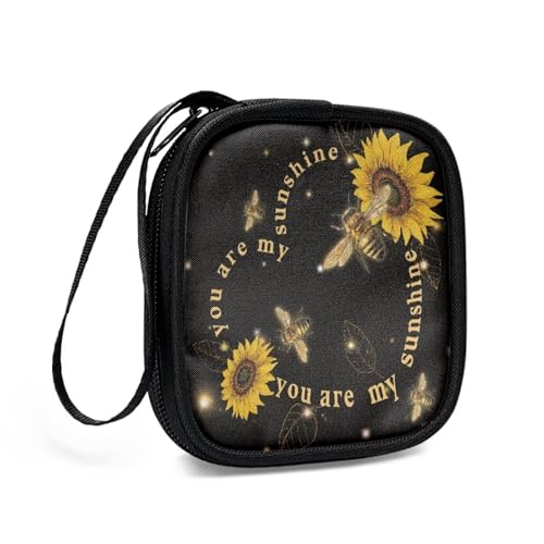 Sunflower Heart Verses Gym Headphones Carrying Case Shockproof Scratch Resistant Small Earphones Bag with Elastic Strap Mesh Pocket for Wireless Earbuds