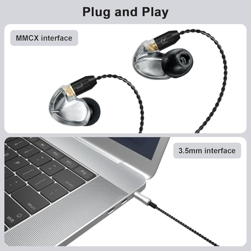 SE215 Cable Compatible with Shure SE215, SE215 Pro, SE315, SE425, SE425 Pro, SE535, SE846, UE900 Earbuds, MMCX to 3.5mm Cable for PS4, PS5, Tablets, Laptops, Smartphones (No Mic)