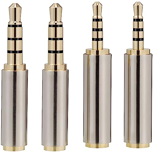 2.5mm to 3.5mm Male Female Aux Adapter 4pc Combo Pack Stereo Audio TRRS 4-Pole Headset Converter Connector for Smartphones, Headphone, Mic, Tablets - style: 4pc Combo Pack