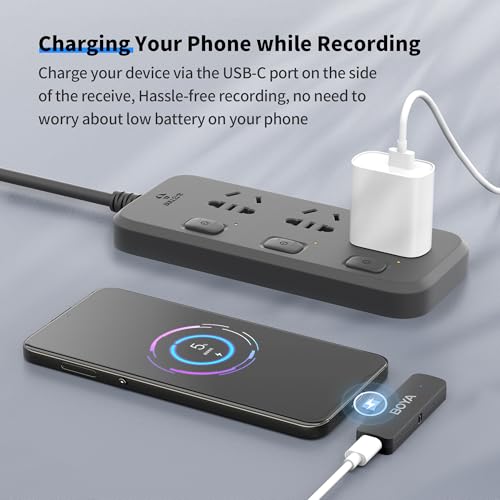 BOYA BY-V4U Wireless Lavalier Microphone for iPhone 15/16 Series, Mini Microphone 200m Range, 18h Battery Life with Noise Cancellation, Compatible for Video Recording, Podcasts, Interviews - style: 4 Channel