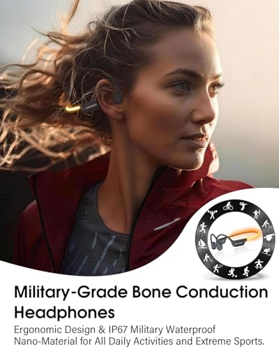 X500 Bone Conduction Headphones, Open Ear, LED Light, IP67 | Open-ear Bluetooth Sports Headset for Running, Cycling, Workouts & Outdoor, with Rear LED safety Light and Built-in Mic