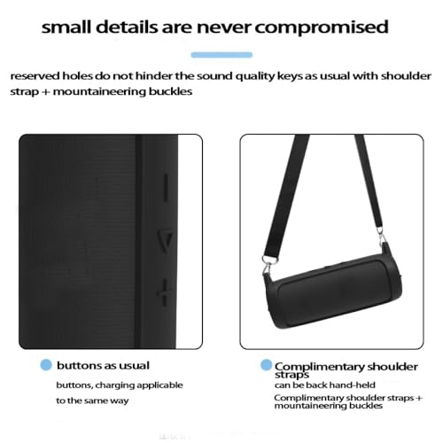 Protective Silicone Cover Sleeve for JBL FLIP 7 Bluetooth-compatible Speaker Soft Durable Anti-Drop Bump-resistant and Shock-proof Travel Carrying Case with Shoulder Strap and Carabiner (Black) - color: Black