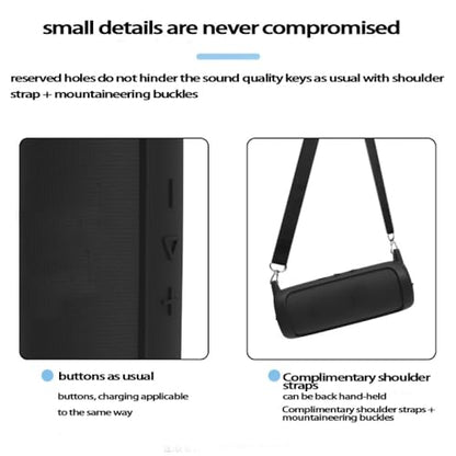 Protective Silicone Cover Sleeve for JBL FLIP 7 Bluetooth-compatible Speaker Soft Durable Anti-Drop Bump-resistant and Shock-proof Travel Carrying Case with Shoulder Strap and Carabiner (Black) - color: Black
