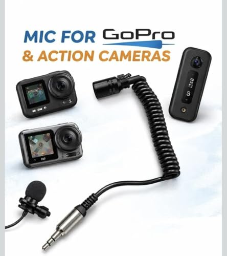 Noise Canceling Elastic Short Wire Microphone for Motovloggers Compatible with Gopro Hero 7/8/9/10/11/12 Mediamod/Mic Adapter and All Action Camera