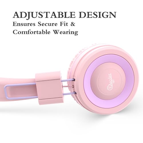 ELECDER i37 Kids Headphones for School Child Girls Boys Teens, Peach/Purple | Foldable Adjustable Lightweight, 3.5mm Audio Jack On Ear Headphones for Smartphones Chromebook Computer PC Tablets Travel - color: Peach/Purple