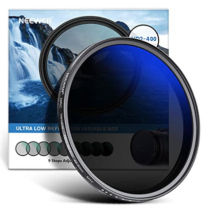 NEEWER 40.5mm MRC Variable ND Filter ND2-ND400, Neutral Density Adjustable ND Filter (0.3 to 2.7,1 to 9 Stops), Multi Layer Coated Optical Glass, Water Repellent & Scratch Resistant Ultra Slim Filter - size: 40.5mm