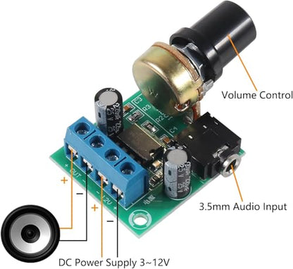 5pcs LM386 Mini Audio Amplifier Board DC 3-12V Volume Adjustable Control LM386 Audio Power Amplifier Module Support 0.5W-10W Speakers(Pack of 5) - color: 5pcs