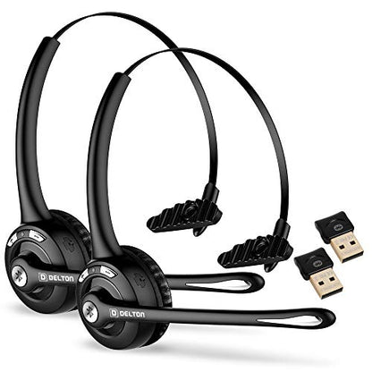 Delton 10X Bluetooth Computer Headset, On-Ear Single Ear Wireless Headset | With Noise Canceling Mic, USB Dongle for Computer/Laptop, Perfect for Home, Office, Call Center, 2-Pack, Black - style: with USB Dongle