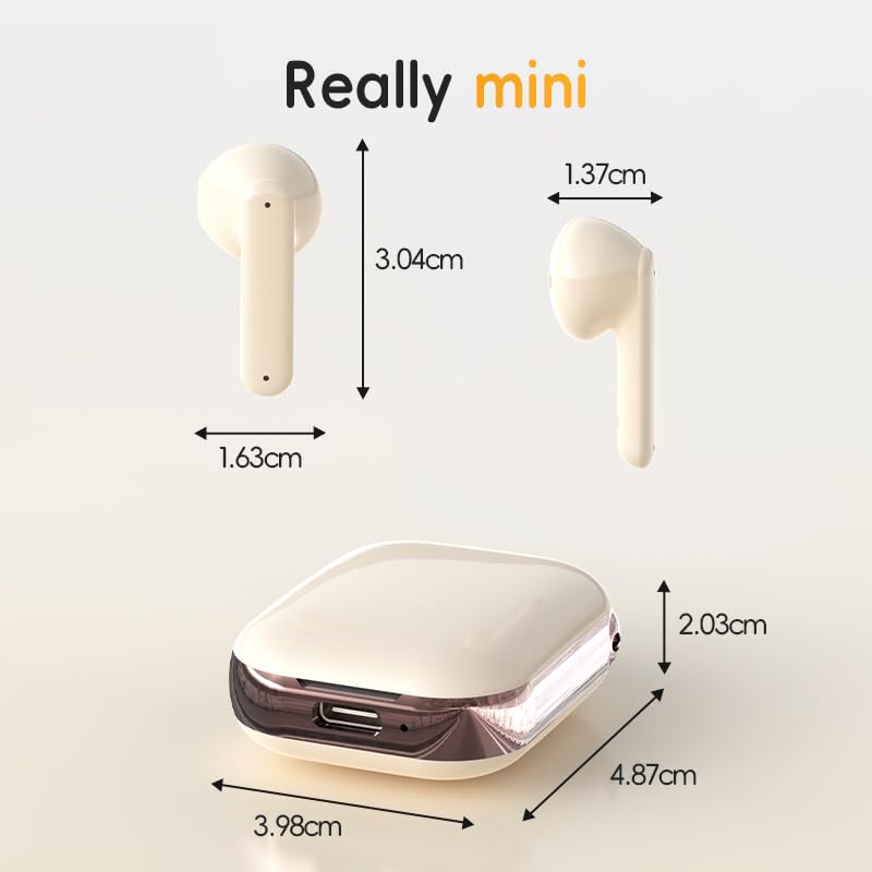 Wireless Earbuds，Mini Headphones，Bluetooth 6.0， ENC Noise Cancelling Ear Buds，30H Battery life with Wireless Charging Case，Sports, running, fitness，Bass Stereo，for phone，Pad Tablet Laptop，Off white - color: Off white