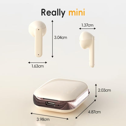 Wireless Earbuds，Mini Headphones，Bluetooth 6.0， ENC Noise Cancelling Ear Buds，30H Battery life with Wireless Charging Case，Sports, running, fitness，Bass Stereo，for phone，Pad Tablet Laptop，Off white - color: Off white