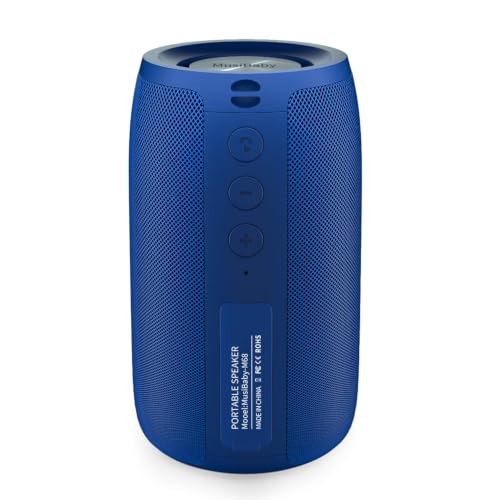 Musibaby M68 Portable Wireless Speaker, 24H Playtime, Blue | Portable, small and compact with USB playback, AUX input, FM radio, TF card playback, up to 24H and dual pairing. - color: Blue