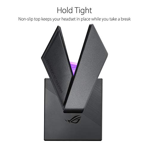 ASUS ROG Throne Qi Gaming Headset Stand - Wireless Charging | 2 USB Ports & Aux Input | Arc Design for Stable & Secure Storage | Built-in DAC & Amplifier for Immersive Audio | Aura Sync RGB Lighting