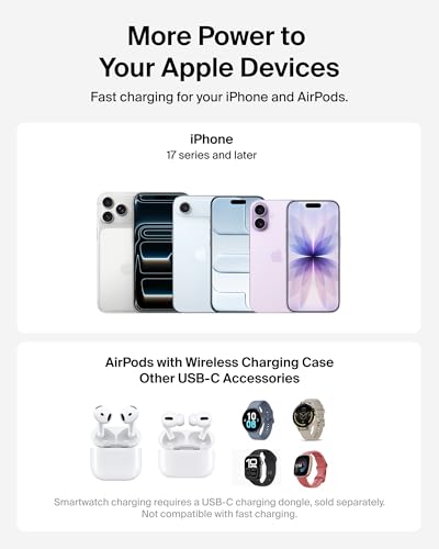 Belkin Qi2.2 25W Wireless 2 in 1 Foldable Fast Charging Station for iPhone | Fast Charging, MagSafe Compatible, iPhone 17/16/15, AirPods, Travel Charger, Magnetic - color: Blue