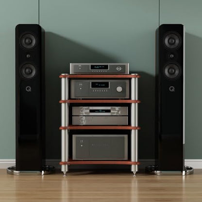 HiFi Amplifier Rack Cabinet, Audio Equipment Stand with Spiked Feet | Stereo Component Shelf, Heavy Duty AV Rack for Power Amplifier, Turntable and Home Theater System(Black,2-layer) - color: Black, size: 2-layer