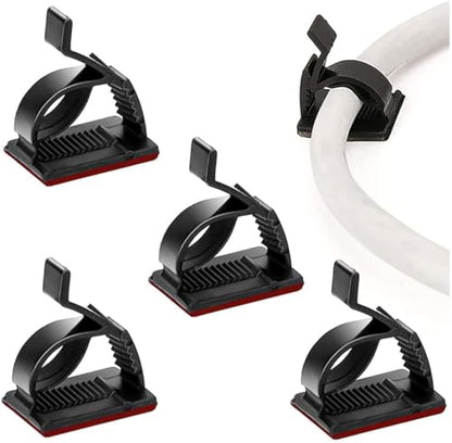 SOULWIT 50Pcs Adjustable Cable Management Clips, Adhesive Organizers Sticky Wire Clips Cord Holder for TV PC Ethernet Under Desk Wall Home Office