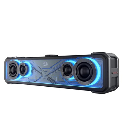 Redragon GS817 RGB Desktop Soundbar, 2.0 Channel Stereo Speakers for Desktop w/Massive 30W Max Power, Touch-Control, Wireless 5.3 & 3.5mm AUX Inputs, Black