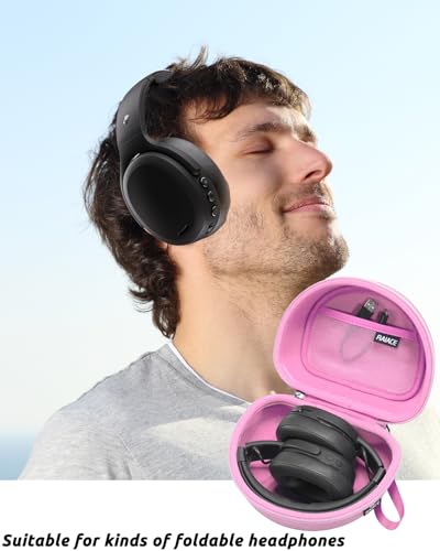RAIACE Hard Storage Case Compatible with Skullcandy Crusher Over-Ear Headphones, for TOZO HT3 Headphones and More Foldable Headset, Travel Carrying Bag. (Case Only)-Pink - color: Pink