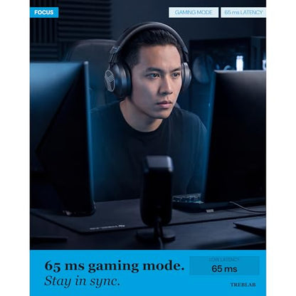 TREBLAB Z7-Pro Noise Cancelling Over Ear Headphones Wireless Bluetooth | Hybrid ANC -30dB, 38H Battery, Transparency Mode, Foldable with Case, Multipoint BT 5.3, Gaming Mode 65ms, USB-C, AUX