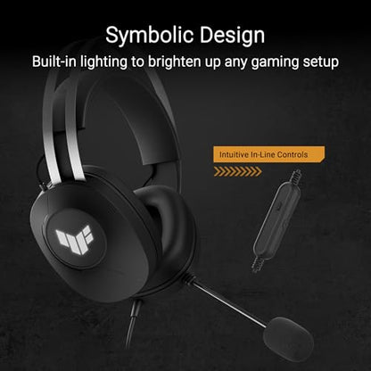 ASUS TUF Gaming H1 Gen II Wired USB-A Gaming Headset with Mic | 40mm Drivers, Virtual 7.1 Surround Sound, TeamSpeak-Certified Mic, Lightweight, Removeable Ear Cushions, for PC, PS5, PS4
